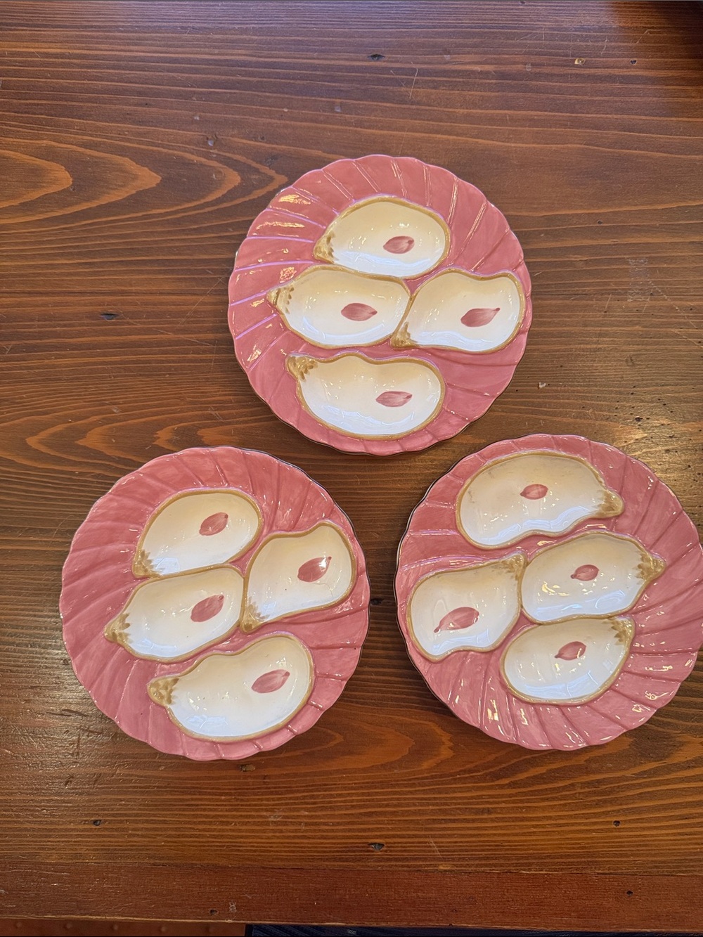 Pink Ceramic Oyster Plates - Set of 3 - Abigails
